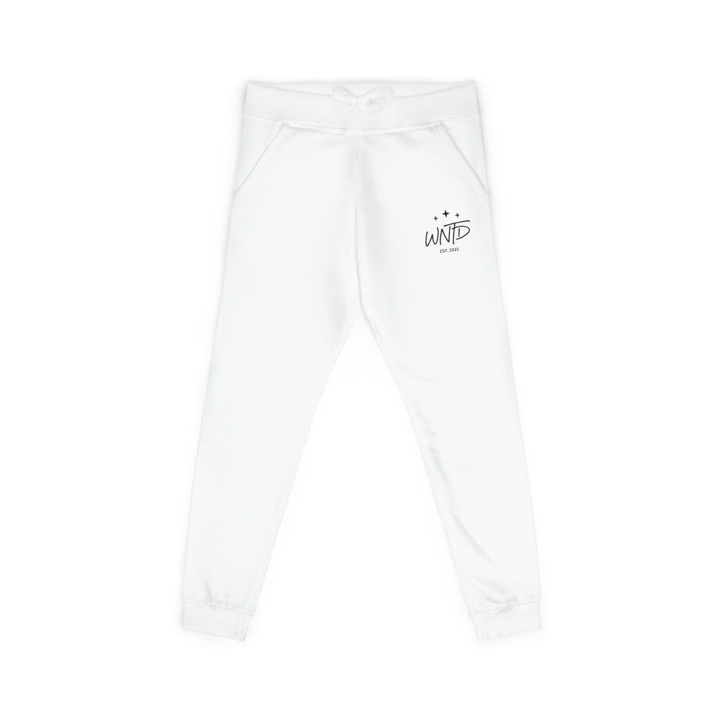 Embroidered White Fleece Sweatpants