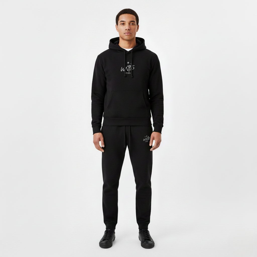 Embroidered Fleece Black Sweatpants