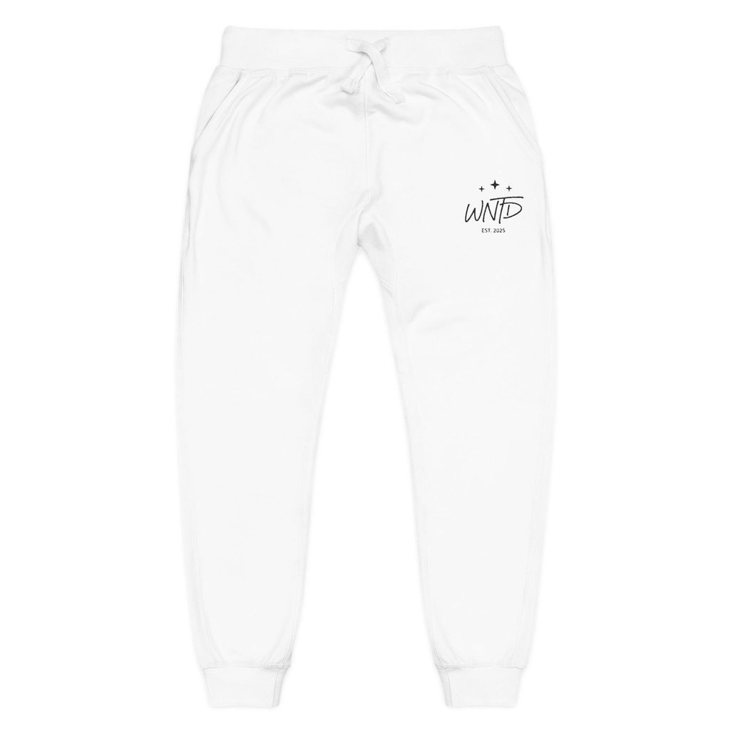 Embroidered White Fleece Sweatpants