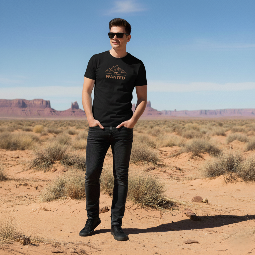 Western Mountains T Shirt | Orange & Black