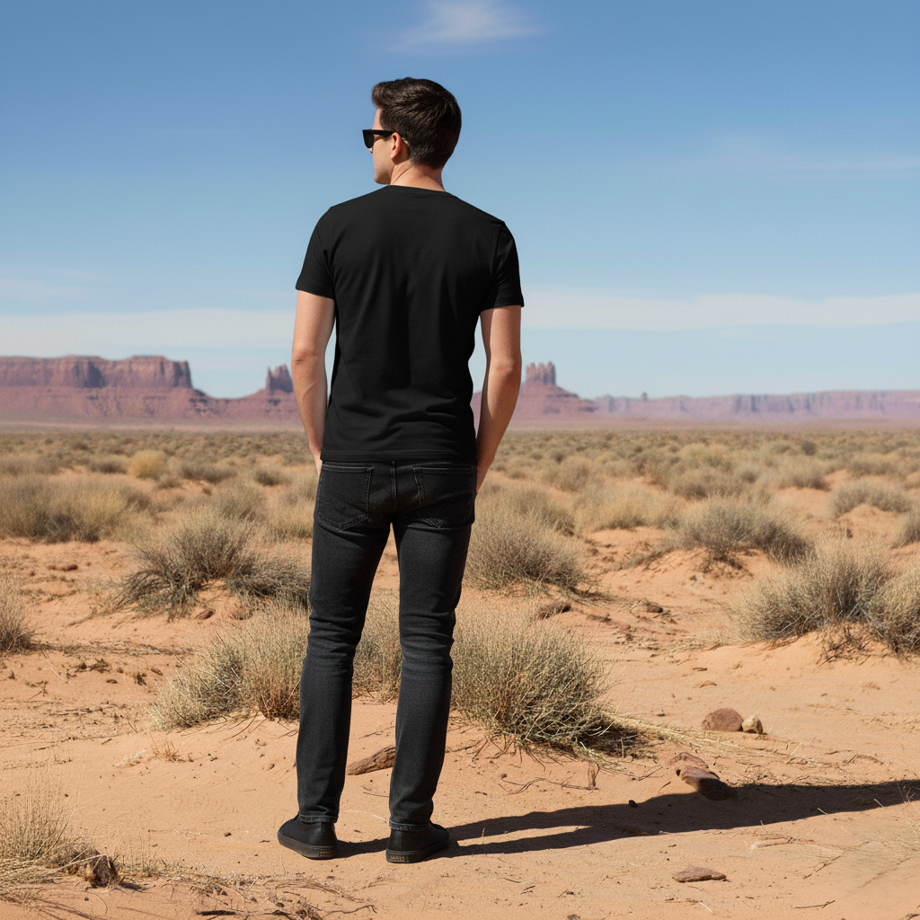 Western Mountains T Shirt | Orange & Black