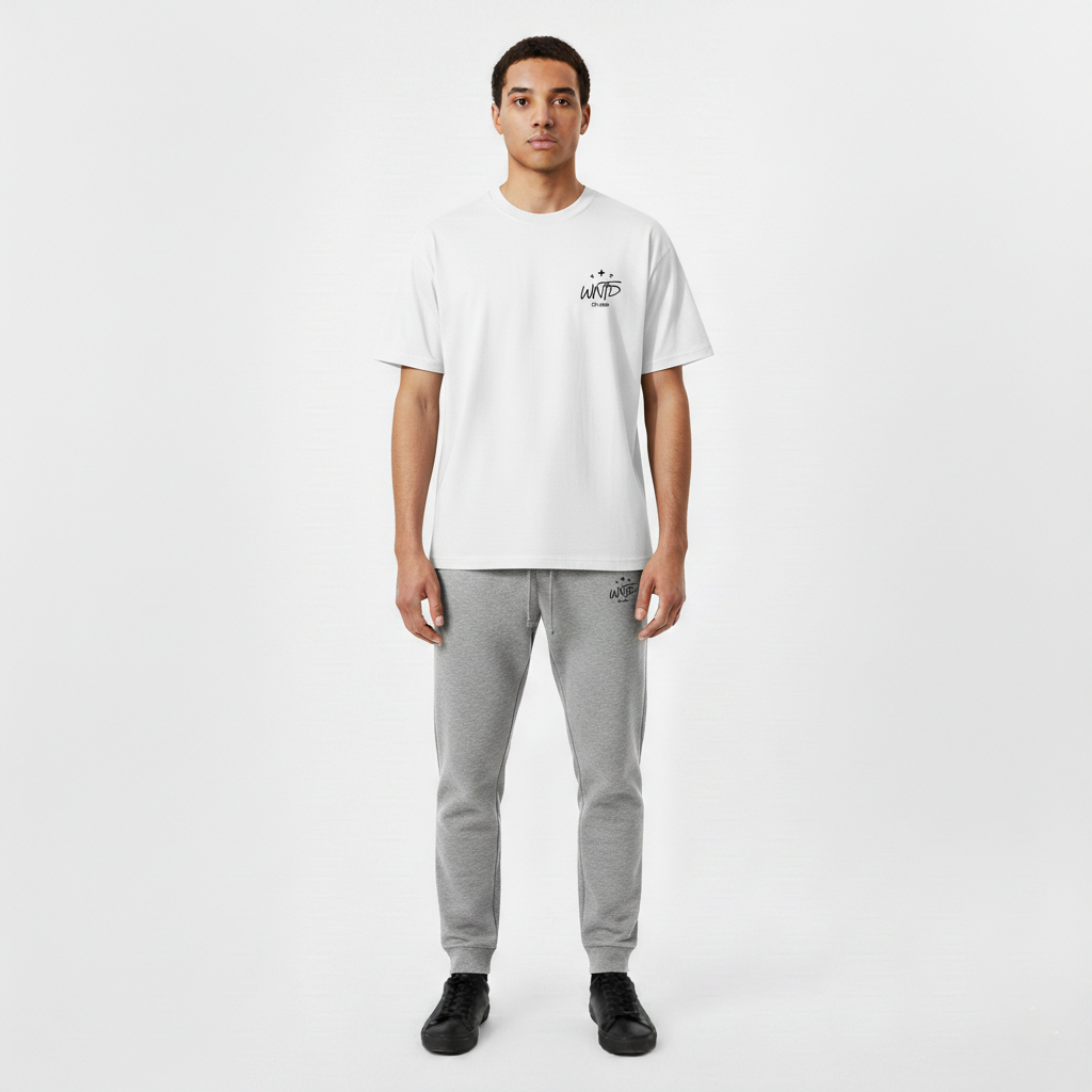 Embroidered Grey Fleece Sweatpants